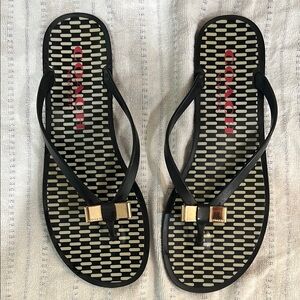 Coach Black Sandals with Gold Accents